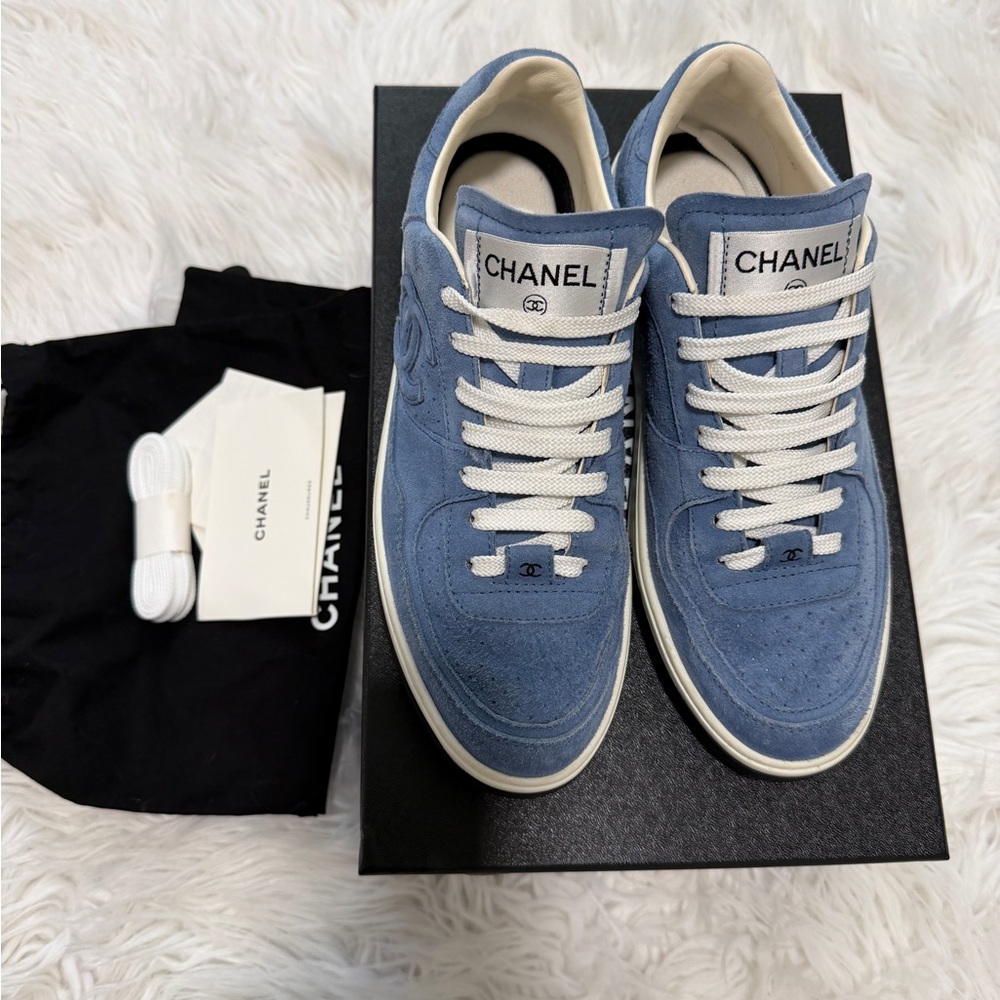 Chanel Blue Suede Sneakers